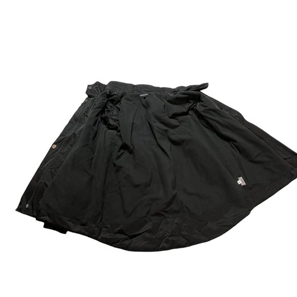 Eileen Fisher Jacket Womens Large Black Fleece Lined Removable Hood High Neck - Picture 8 of 16